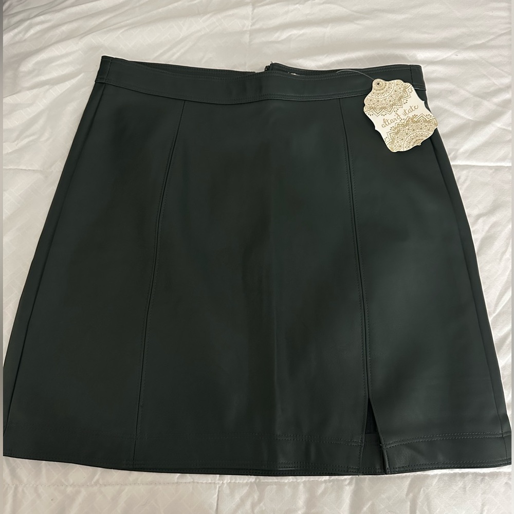 Brand new hunter green leather skirt.